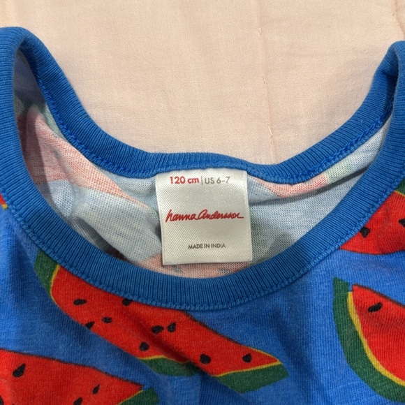 Hanna Andersson Blue Dress with Red Watermelon Print - Picture 3 of 4